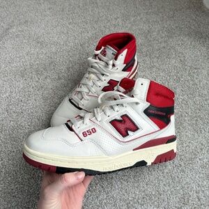 New Balance 650 "White/Red" X Aime Leon Dore White Red Hi Top Sneakers